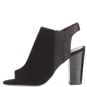 Tahari Mercy Black Suede Leather Peep Toe Bootie 9M